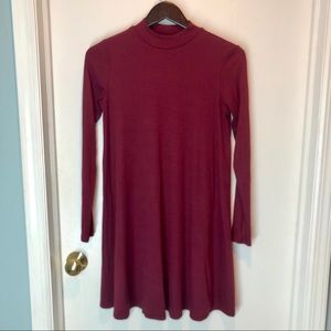 Burgundy Ribbed Sweater Dress